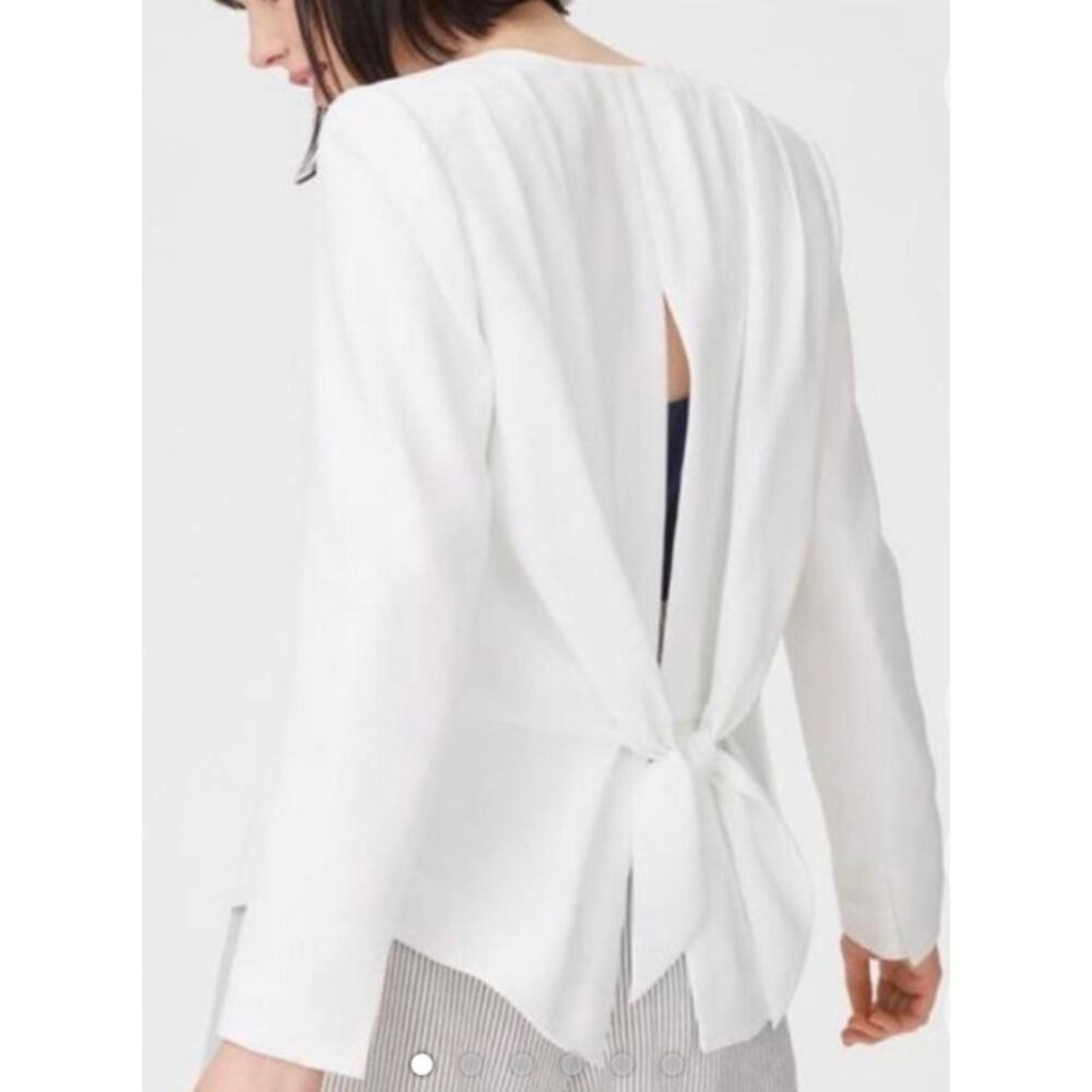 Club Monaco Open Tie Back White Blazer Jacket Open Front Layer Women's 0 FLAW
